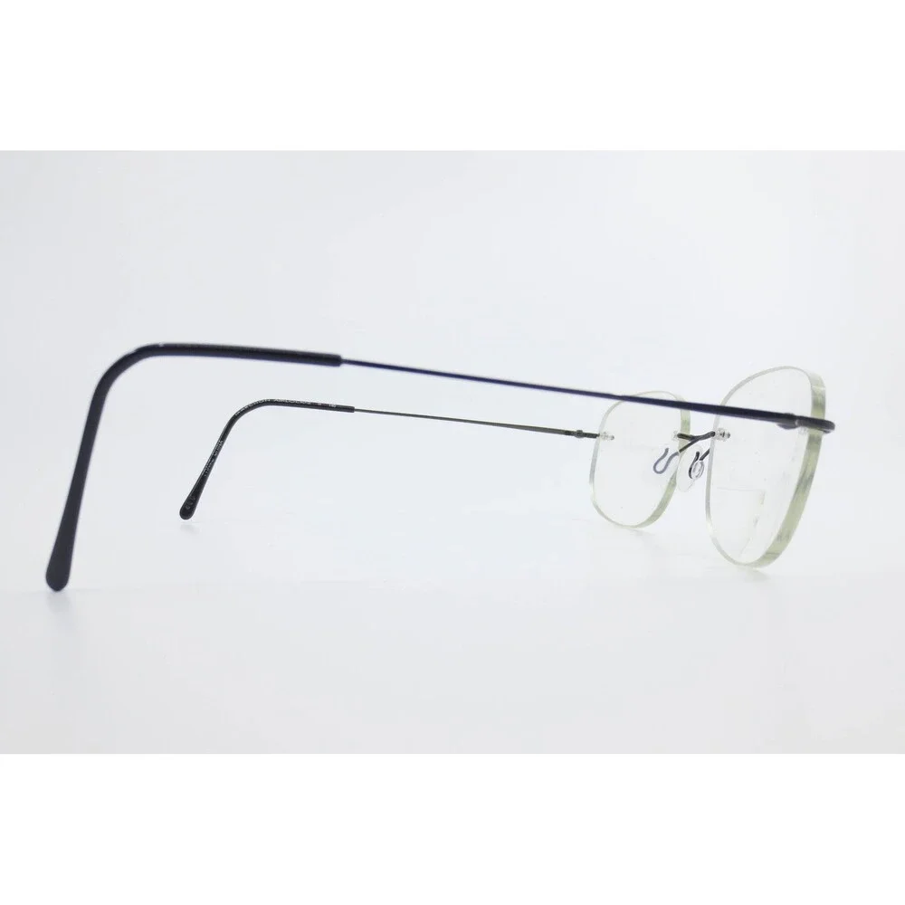 Marchon Airlock 2 760/1 32 Rimless Eyeglass Frames Navy Blue Oval 53-21-140